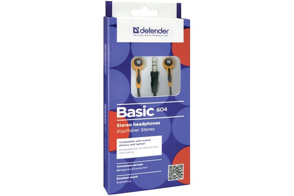 Słuchawki DEFENDER Basic 604 Dokanałowe Przewodowe czarny
