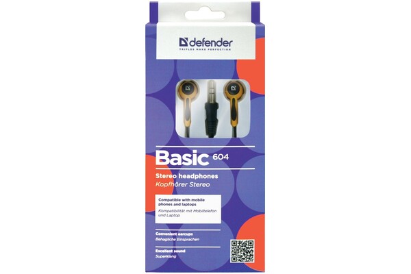 Słuchawki DEFENDER Basic 604 Dokanałowe Przewodowe czarny