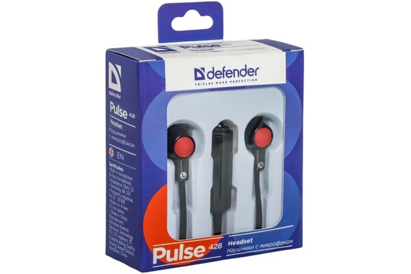 Słuchawki DEFENDER Pulse 428 Dokanałowe Przewodowe czarno-czerwony