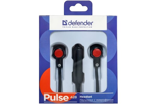 Słuchawki DEFENDER Pulse 428 Dokanałowe Przewodowe czarno-czerwony