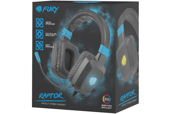 Słuchawki FURY NFU1584 Raptor Nauszne Przewodowe czarno-niebieski