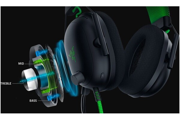 Słuchawki Razer Blackshark V2 Nauszne Przewodowe czarno-zielony