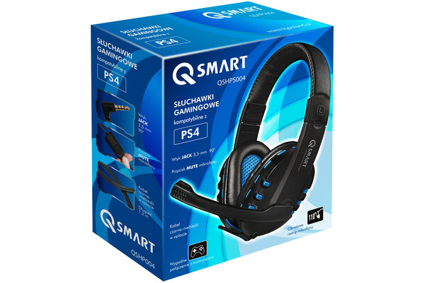 Słuchawki Q-SMART QSHPS004 Nauszne Przewodowe czarno-niebieski