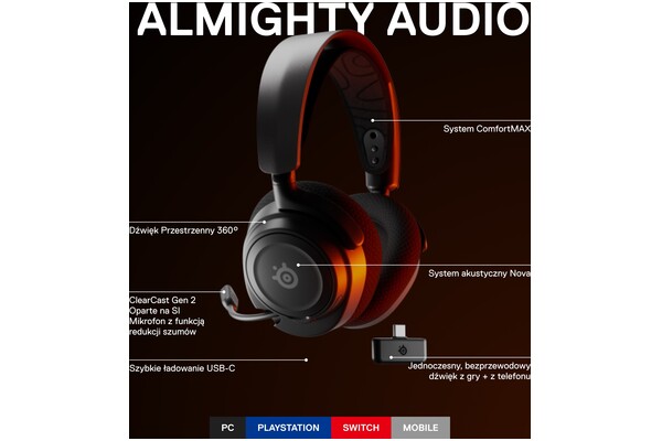 Słuchawki SteelSeries Arctis Nova 7 Nauszne Bezprzewodowe czarny