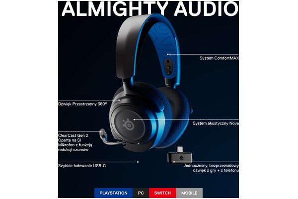 Słuchawki SteelSeries Arctis Nova 7P Nauszne Bezprzewodowe czarny