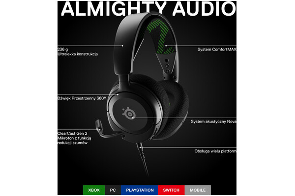 Słuchawki SteelSeries Arctis Nova 1X Nauszne Przewodowe czarny