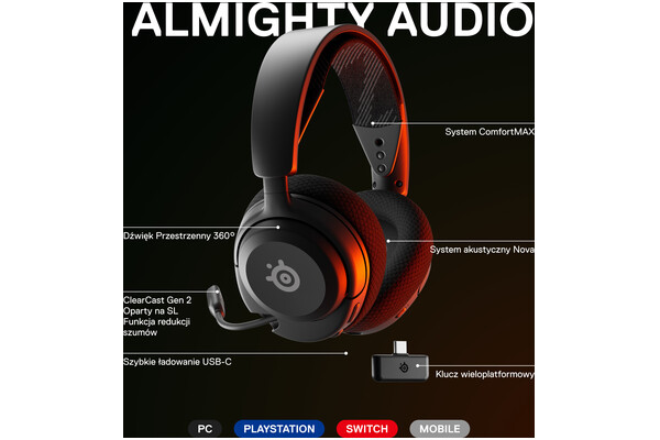Słuchawki SteelSeries Arctis Nova 4 Nauszne Bezprzewodowe czarny