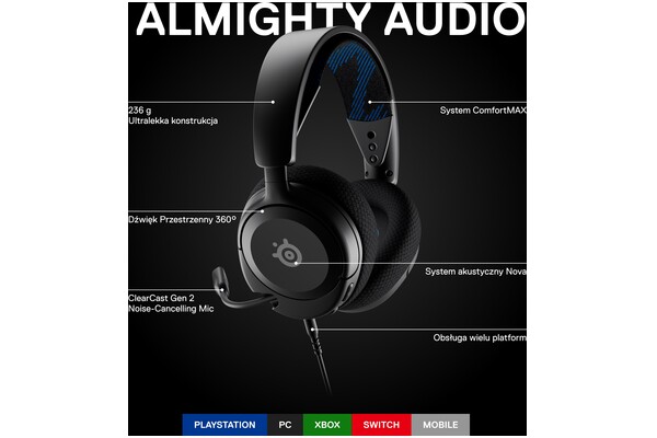 Słuchawki SteelSeries Arctis Nova 1P Nauszne Przewodowe czarny