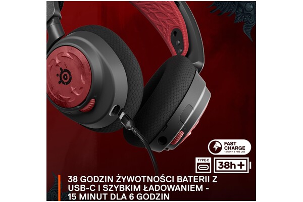 Słuchawki SteelSeries Arctis Nova 7 Nauszne Bezprzewodowe czarno-czerwony