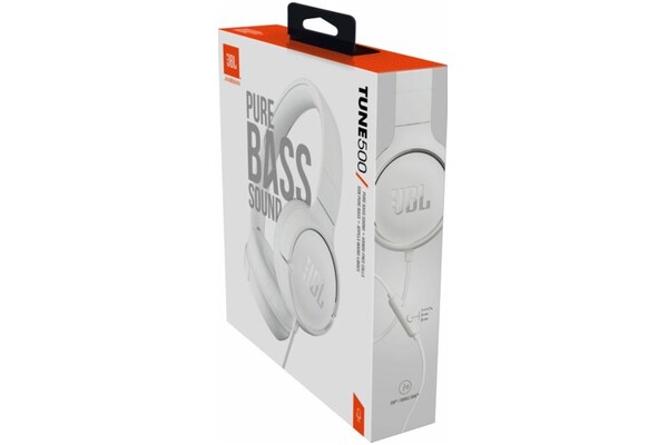 Słuchawki JBL Tune 500 Nauszne Przewodowe biały