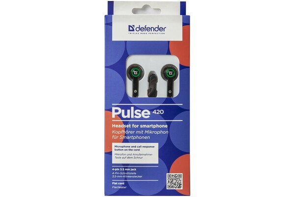 Słuchawki DEFENDER Pulse 420 Dokanałowe Przewodowe czarno-zielony