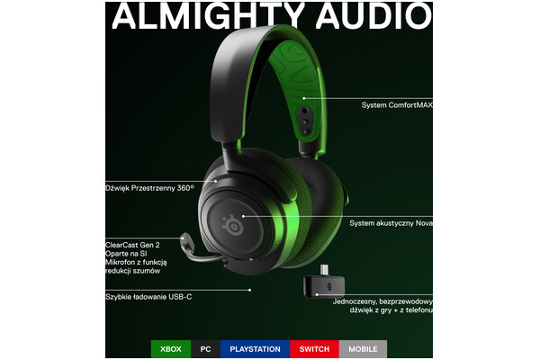 Słuchawki SteelSeries Arctis Nova 7X Nauszne Bezprzewodowe czarny