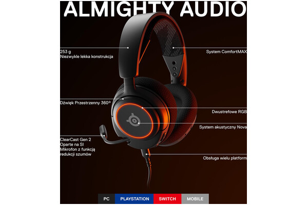Słuchawki SteelSeries Arctis Nova 3 Nauszne Przewodowe czarny