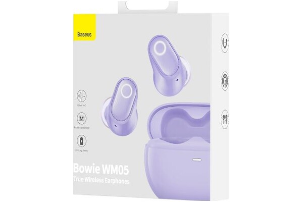 Słuchawki Baseus WM05 Bowie Dokanałowe Bezprzewodowe fioletowy