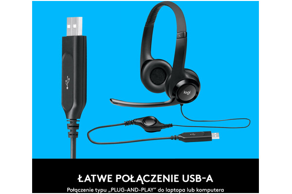 Słuchawki Logitech H390 Nauszne Przewodowe czarny