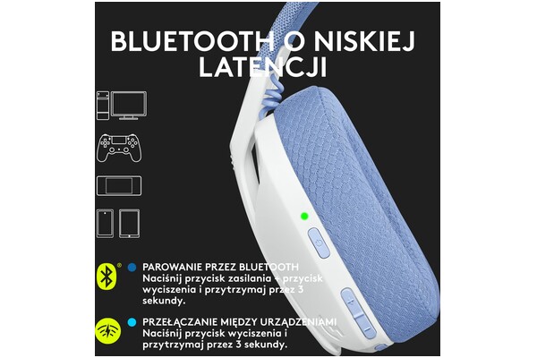 Słuchawki Logitech G435 Lightspeed Nauszne Bezprzewodowe biały