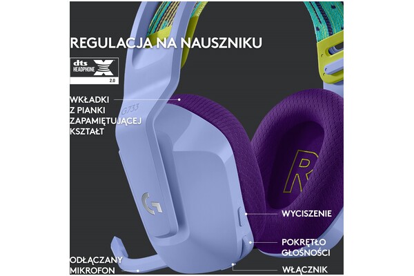 Słuchawki Logitech G733 Lightspeed Nauszne Bezprzewodowe fioletowy