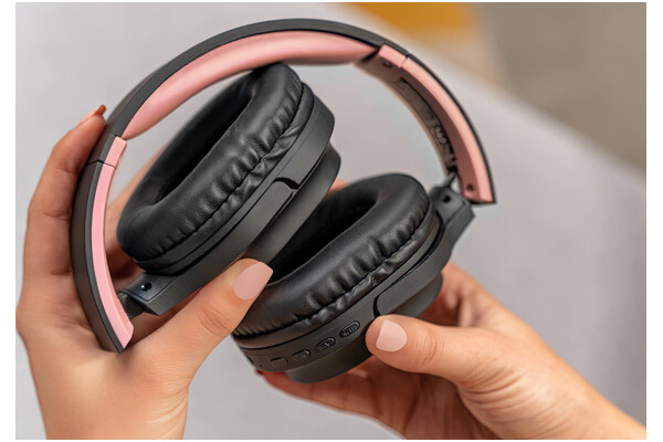Słuchawki XMUSIC BTH106B Nauszne Bezprzewodowe Czarno-różowy