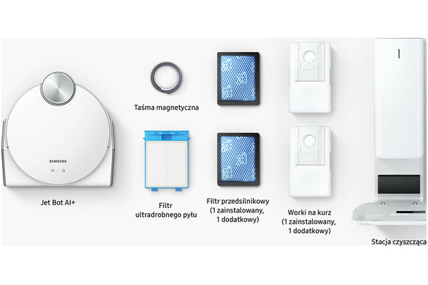 Odkurzacz Samsung VR50T95735W Jet Bot Ai+ robot sprzątający z pojemnikiem 170W biały