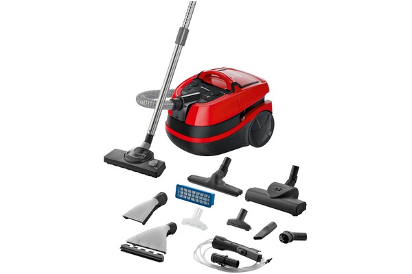 Odkurzacz Bosch BWD421PET AquaWash&Clean tradycyjny z pojemnikiem 2100W czarno-czerwony