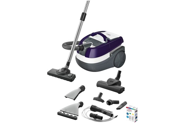 Odkurzacz Bosch BWD41740 AquaWash&Clean tradycyjny z pojemnikiem 1700W szaro-fioletowy