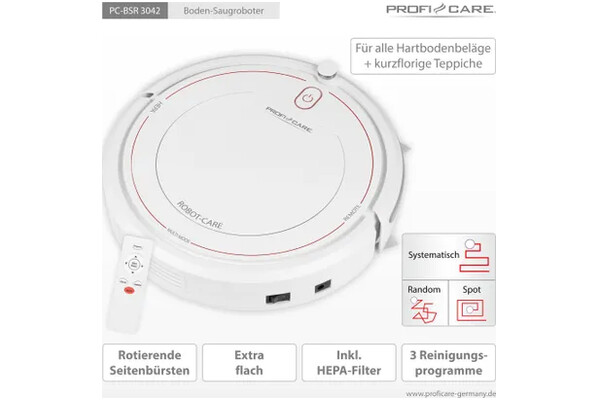 Odkurzacz PROFI CARE PCBSR3042 robot sprzątający z pojemnikiem biały