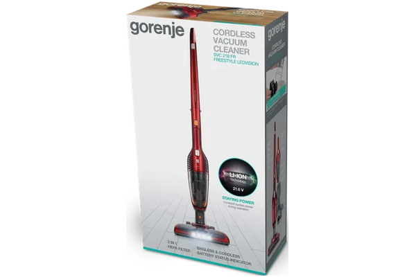 Odkurzacz Gorenje SVC216FR pionowy bezworkowy 2W czerwony