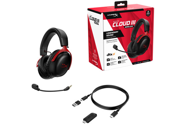 Słuchawki HYPERX Cloud 3 Nauszne Bezprzewodowe czarno-czerwony