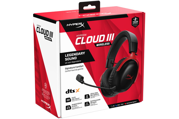 Słuchawki HYPERX Cloud 3 Nauszne Bezprzewodowe czarno-czerwony