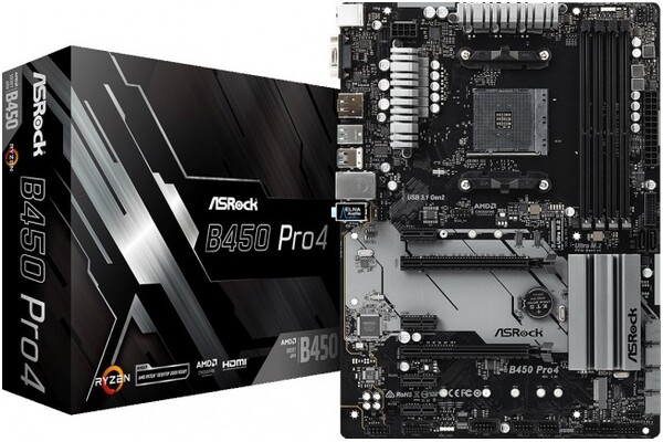 Płyta główna ASrock B450 Pro4 Socket AM4 AMD B450 DDR4 ATX