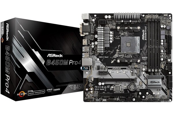Płyta główna ASrock B450M Pro4 Socket AM4 AMD B450 DDR4 microATX