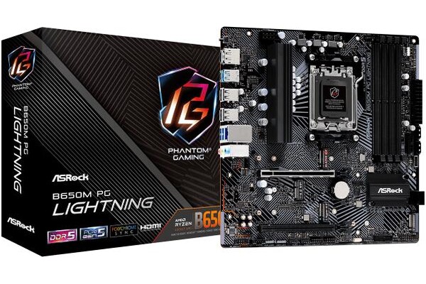 Płyta główna ASrock B650M Phantom Gaming Lightning Socket AM5 AMD B650 DDR5 microATX