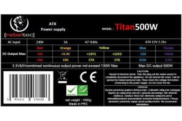 Rebeltec Titan 500W ATX