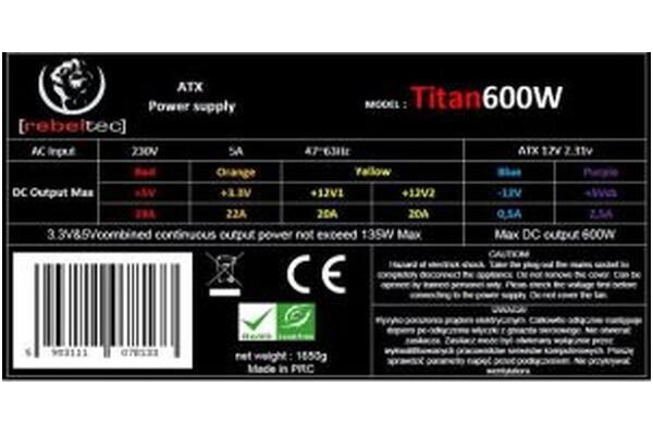 Rebeltec Titan 600W ATX