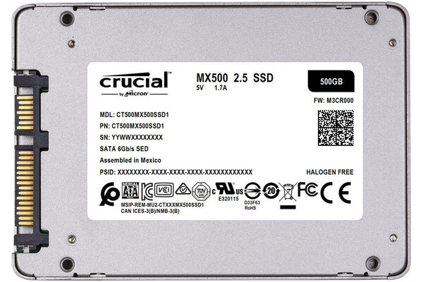 Dysk wewnętrzny Crucial MX500 SSD SATA (2.5") 500GB