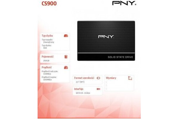 Dysk wewnętrzny PNY CS900 SSD SATA (2.5") 250GB