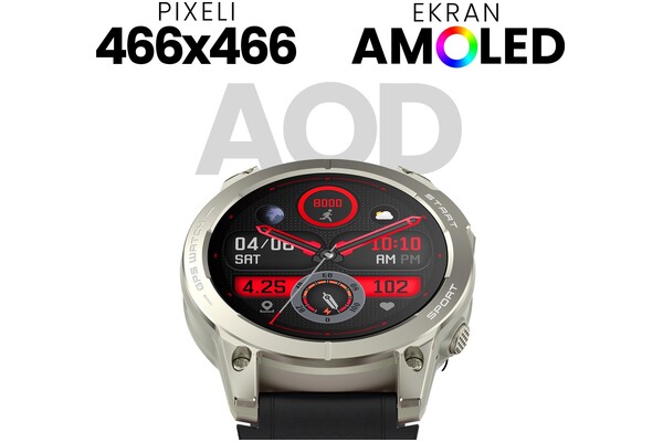 Smartwatch Manta Activ X 1.43" srebrny