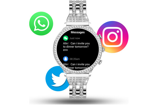 Smartwatch Manta Diamond Lusso 1.32" srebrny