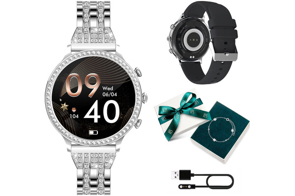 Smartwatch Manta Diamond Lusso 1.32" srebrny