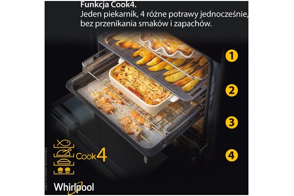 Piekarnik do zabudowy Whirlpool W6OS44S1HBL elektryczny Parowy czarny