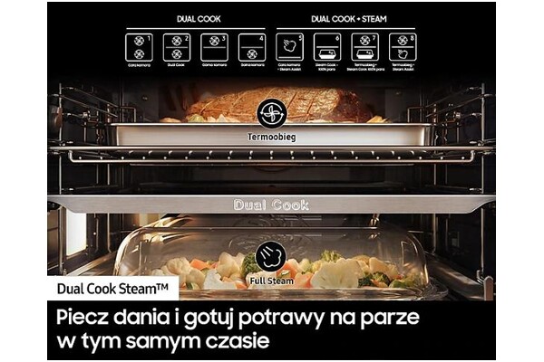 Piekarnik do zabudowy Samsung NV7B5745PAS Dual Cook Flex elektryczny Parowy srebrny