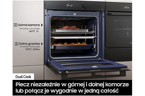 Piekarnik do zabudowy Samsung NV7B5765RAK Dual Cook elektryczny Parowy czarny