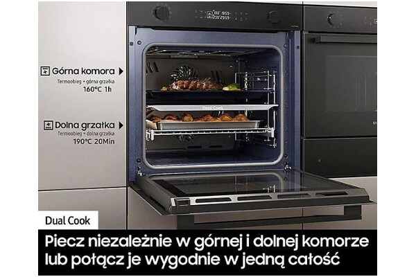 Piekarnik do zabudowy Samsung NV7B44207AK Dual Cook elektryczny czarny