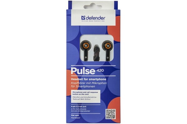 Słuchawki DEFENDER Pulse 420 Dokanałowe Przewodowe pomarańczowy