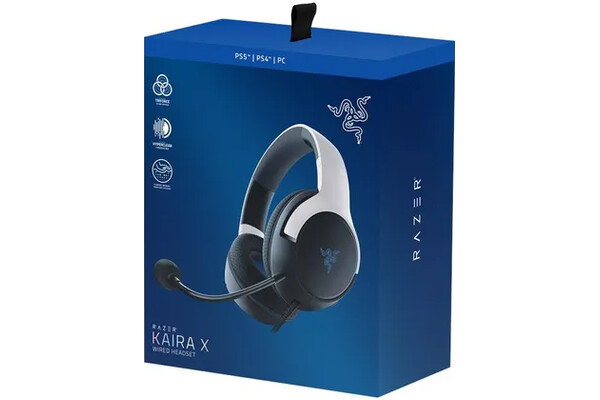 Słuchawki Razer Kaira PlayStation Nauszne Przewodowe biało-czarny