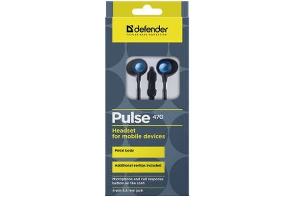 Słuchawki DEFENDER Pulse 470 Dokanałowe Przewodowe niebieski
