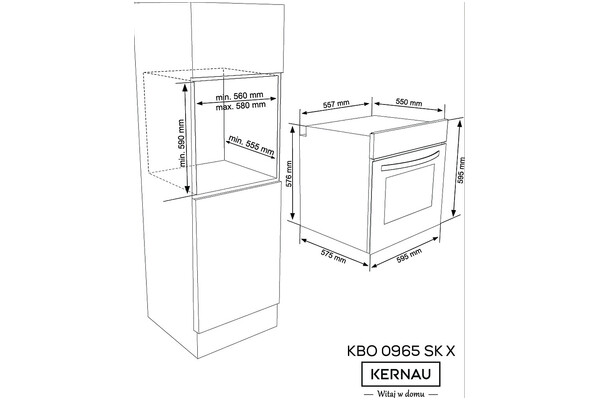 Piekarnik do zabudowy KERNAU KBO0965SKX elektryczny srebrno-szary