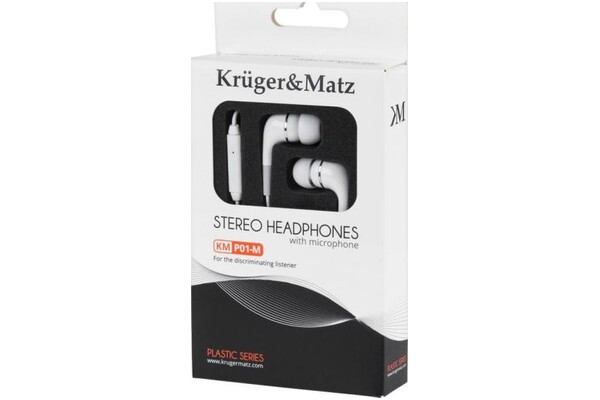 Słuchawki Kruger&Matz KMP01 Dokanałowe Przewodowe biały