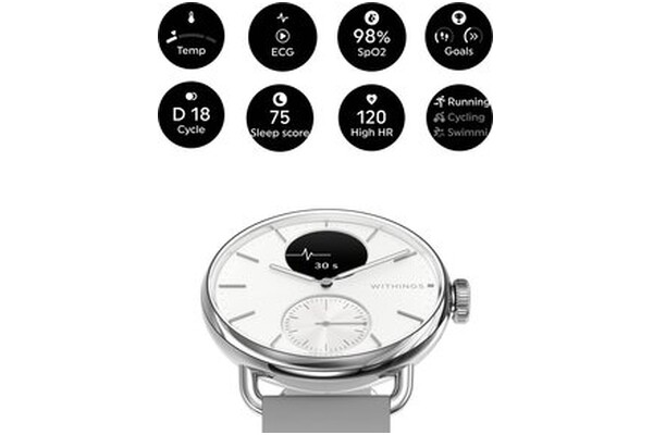 Smartwatch WITHINGS Scanwatch Scan 0.63" srebrny