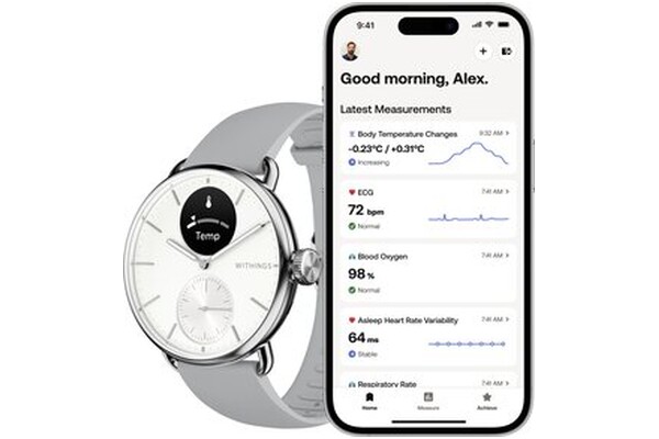 Smartwatch WITHINGS Scanwatch Scan 0.63" srebrny